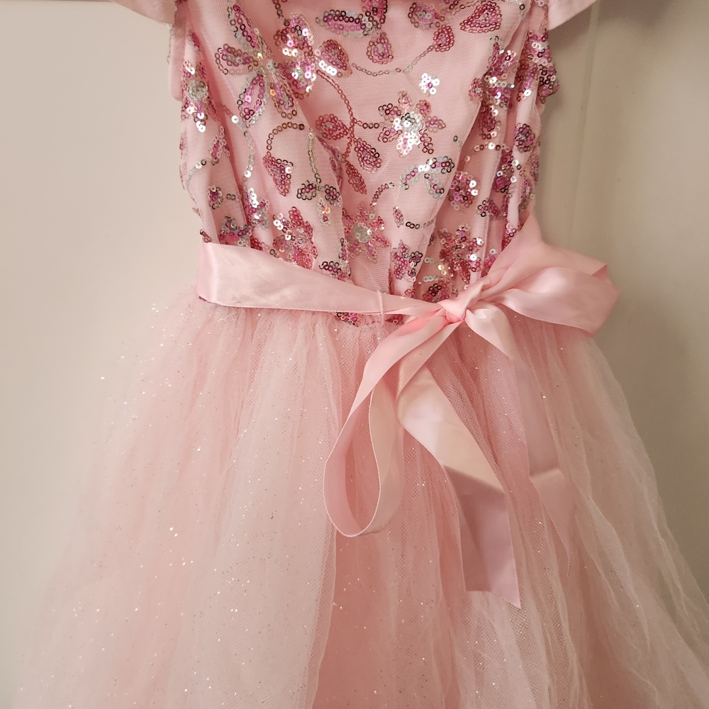 Pink Sequin Butterfly Kids Formal Dress